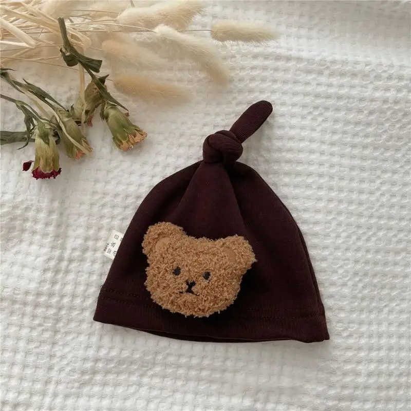 N80C Newborn Hospital Hat Bear Pattern Infant Hat Keeps Babies for Head Ears Warm for Winter Autumn Daily Wear Comfortable