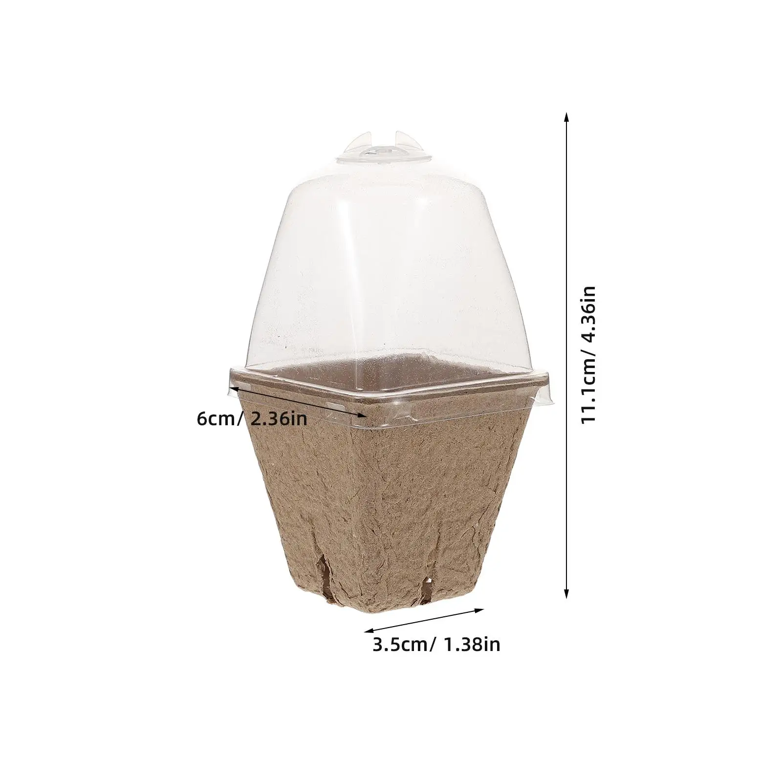 36 pçs berçário pote kit material de polpa de papel biodegradável umidade cúpula germinação bandeja estufa essencial quadrado para plantas