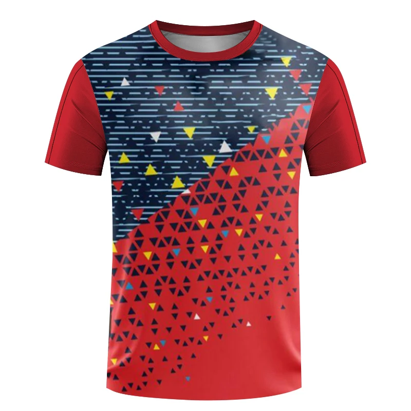 Mens table tennis T-shirt Summer fitness short sleeve badminton training clothes Women's quick drying Sportswear printed T-shirt