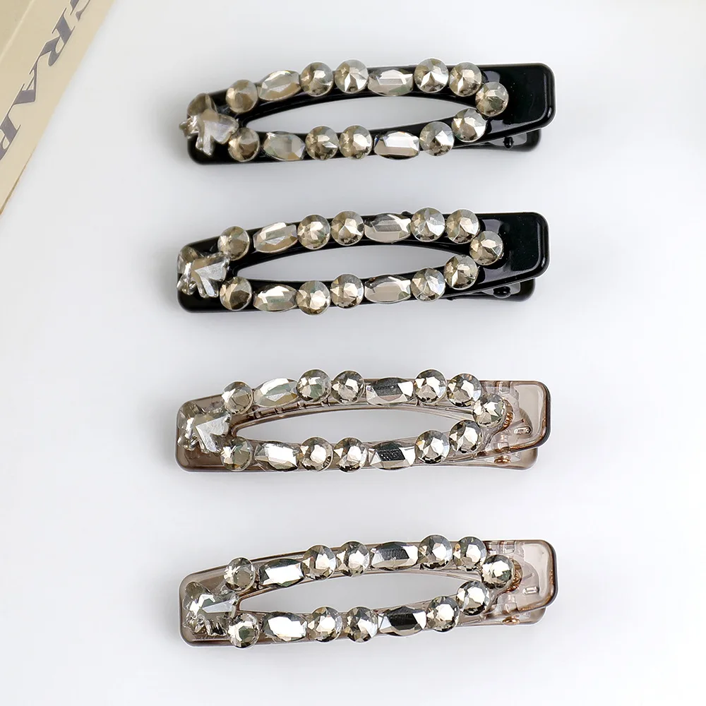 

Korean-Style Crystal Openwork Duckbill Clip Hair Accessory Fashionable Women's Hair Clip for Bangs Waterdrop Side-Swept