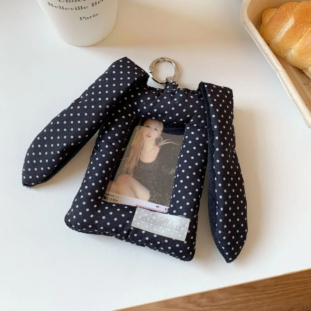 

Милая подушка с кроличьими ушками в горошек, держатель для карт, INS, мягкий держатель для фотокарт в корейском стиле Kpop, подарок, 3-дюймовая сумка, подвеска