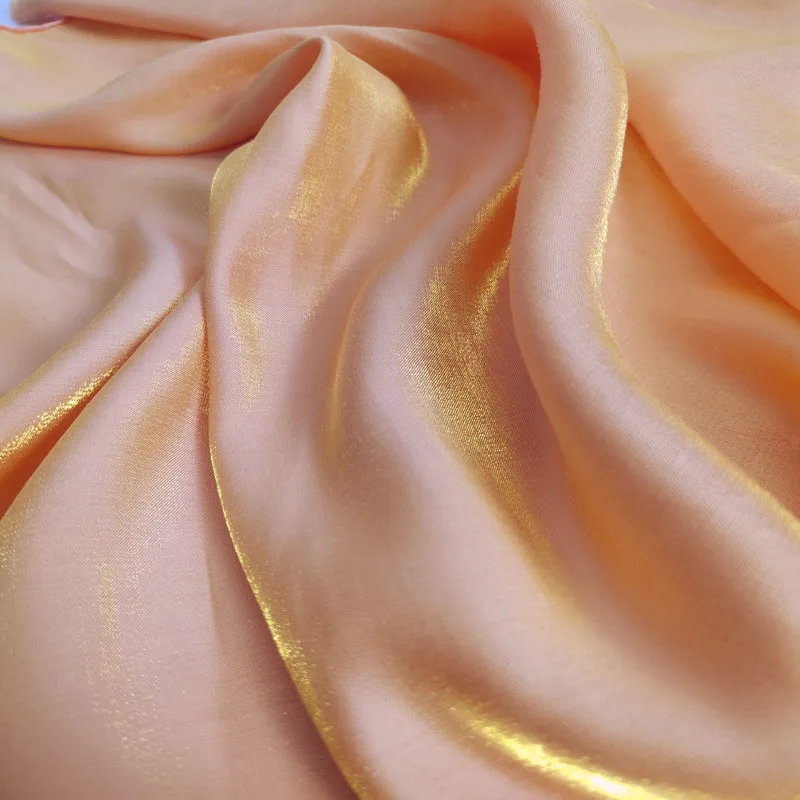 Gradient Color Mercerized Satin Fabric Shiny Crystal Glass Silky Satin Cloth Glitter Iridescent Fabric Sewing Material for Dress