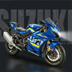 1/9 스즈키 GSX-1000R 합금 레이싱 오토바이 다이 캐스트 스트리트 스포츠 오토바이 모델 라이트 어린이 장난감 선물과 높은 시뮬레이션