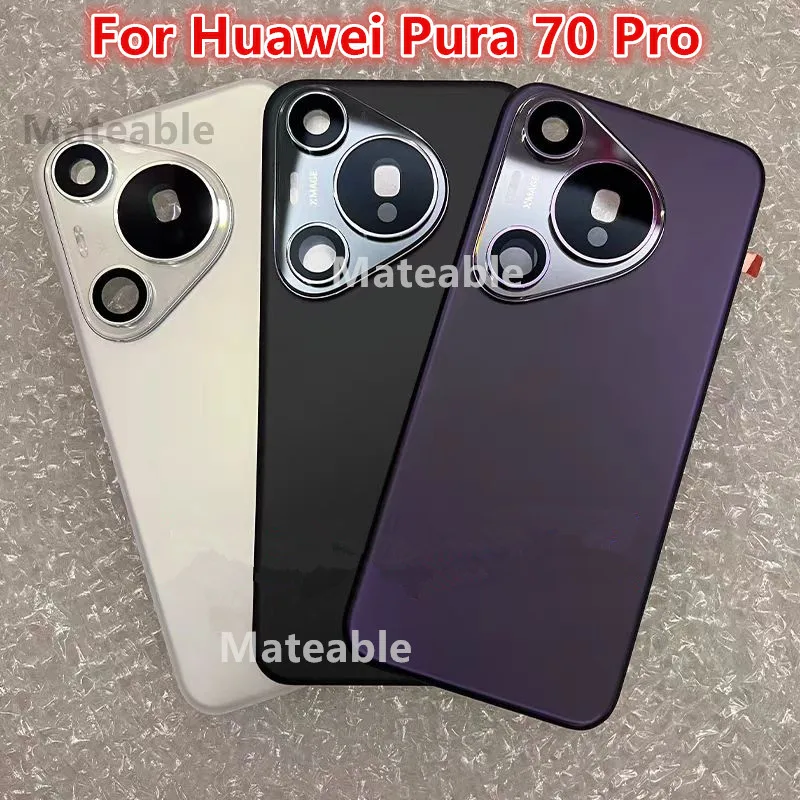 Pura70Pro  P70Pro Battery Back Cover For Huawei Pura 70 Pro Rear Housing Case Replace Phone Repair Spare Part + Camera Lens