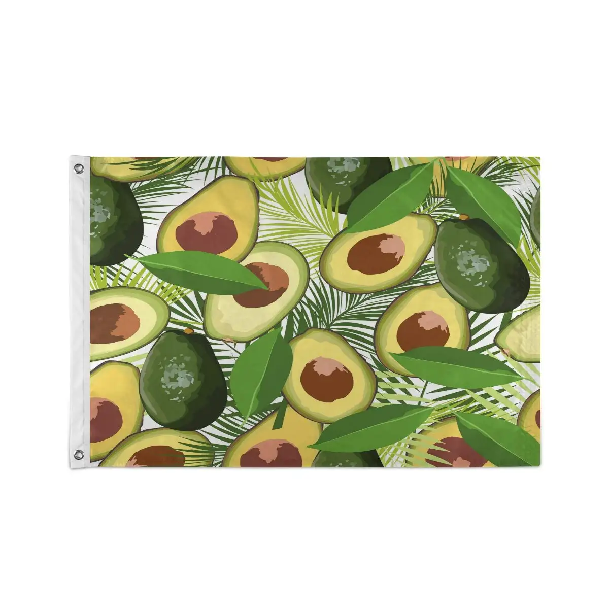 Tropical Fruit Avocado Flag Palm Leaves Garden Flags Double Stitched Banner with Grommets for Home Outdoor Yard Festival Decor