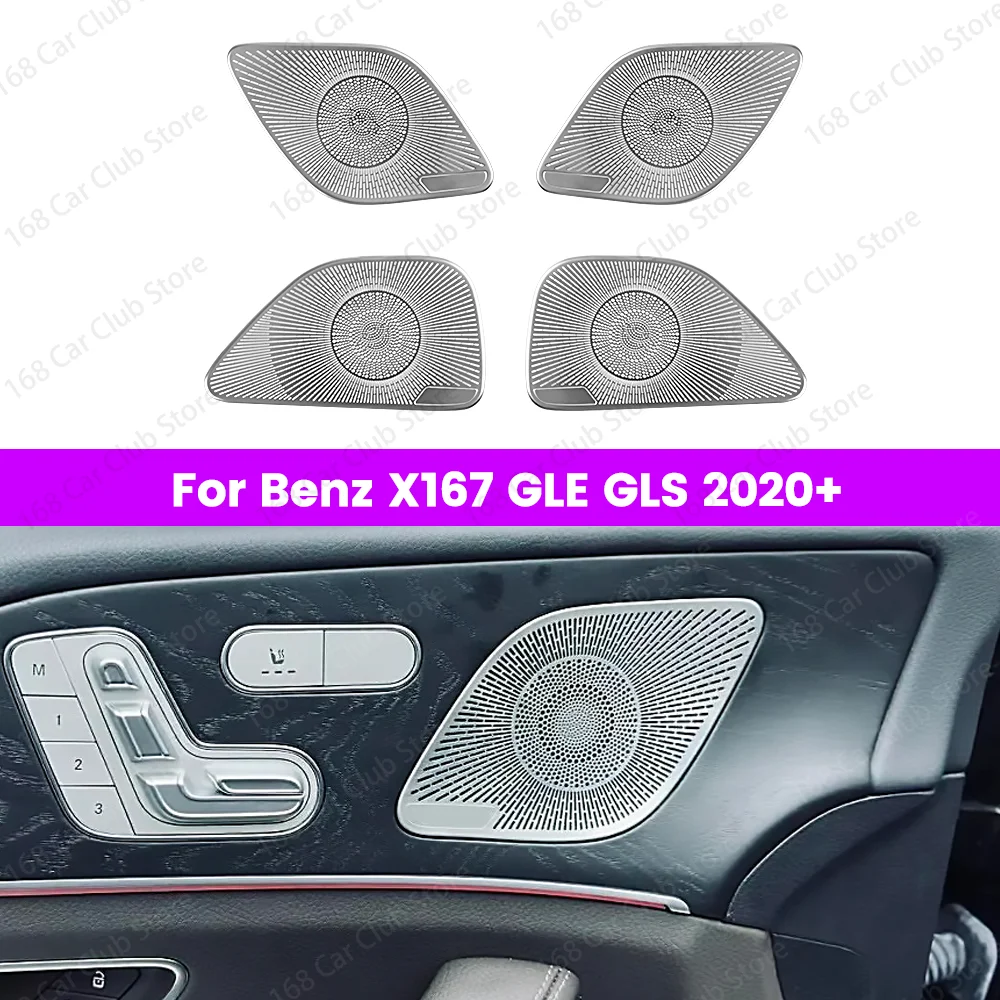 

Four Non Luminous Speakers, Mid-Range Speaker Cover Plate For Mercedes Benz W167 GLE GLS Class AMG GLE53 Car Decorative Cover