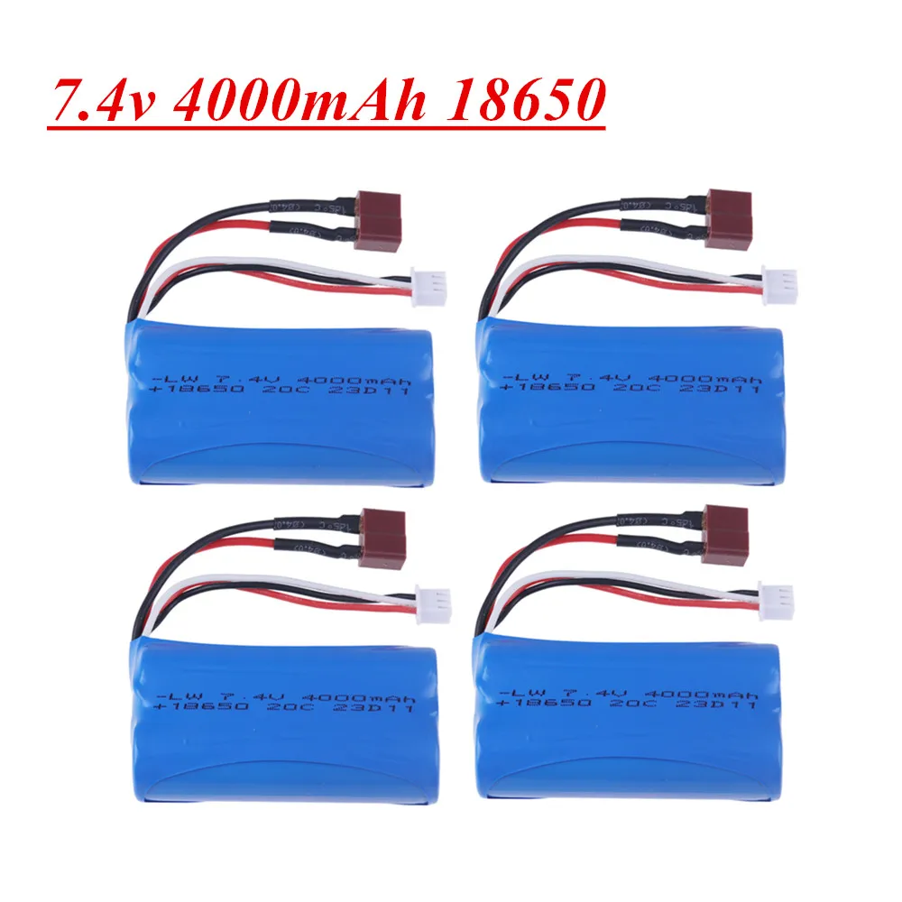 7.4V 4000mAh 18650 Lipo Battery for Wltoys 10428 /12428/12423 RC Car Parts 2s 7.4v battery For Wltoys 144001 A959-B A969-B Q46