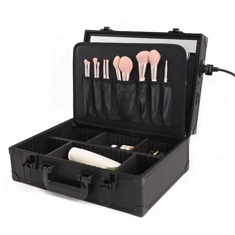 

Cosmetic bag, portable and convenient storage toolbox with mirror.