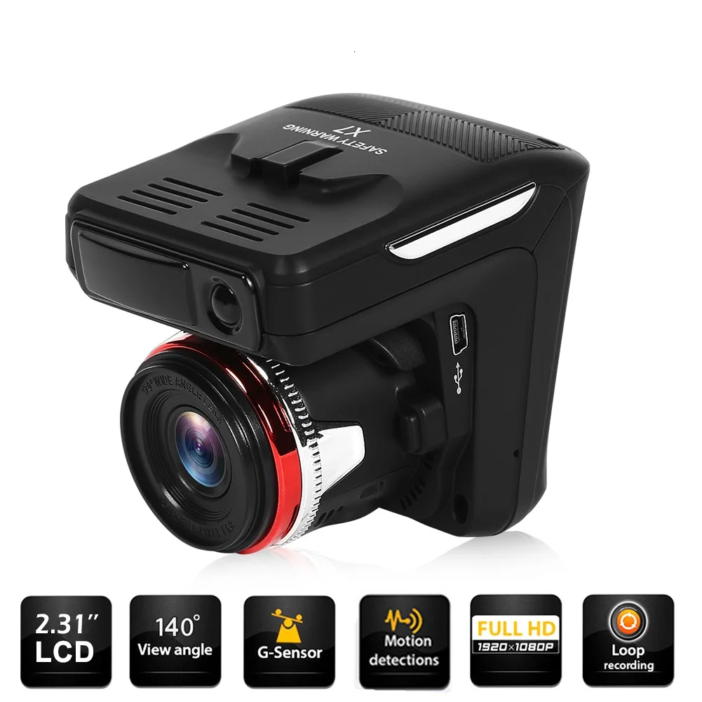 2024 Car Recorder 3 IN 1Rad Detector X7-Plush 360 Degree Full Band X K Ka VGR Anti Laser Signature Russian Language