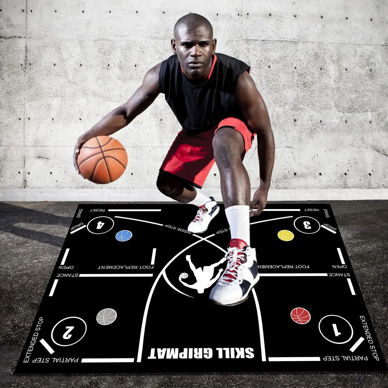 농구 발걸음 훈련 매트 농구 드리블 트레이너 휴대용 미끄럼 방지 농구 훈련 보조기구 무소음 장비