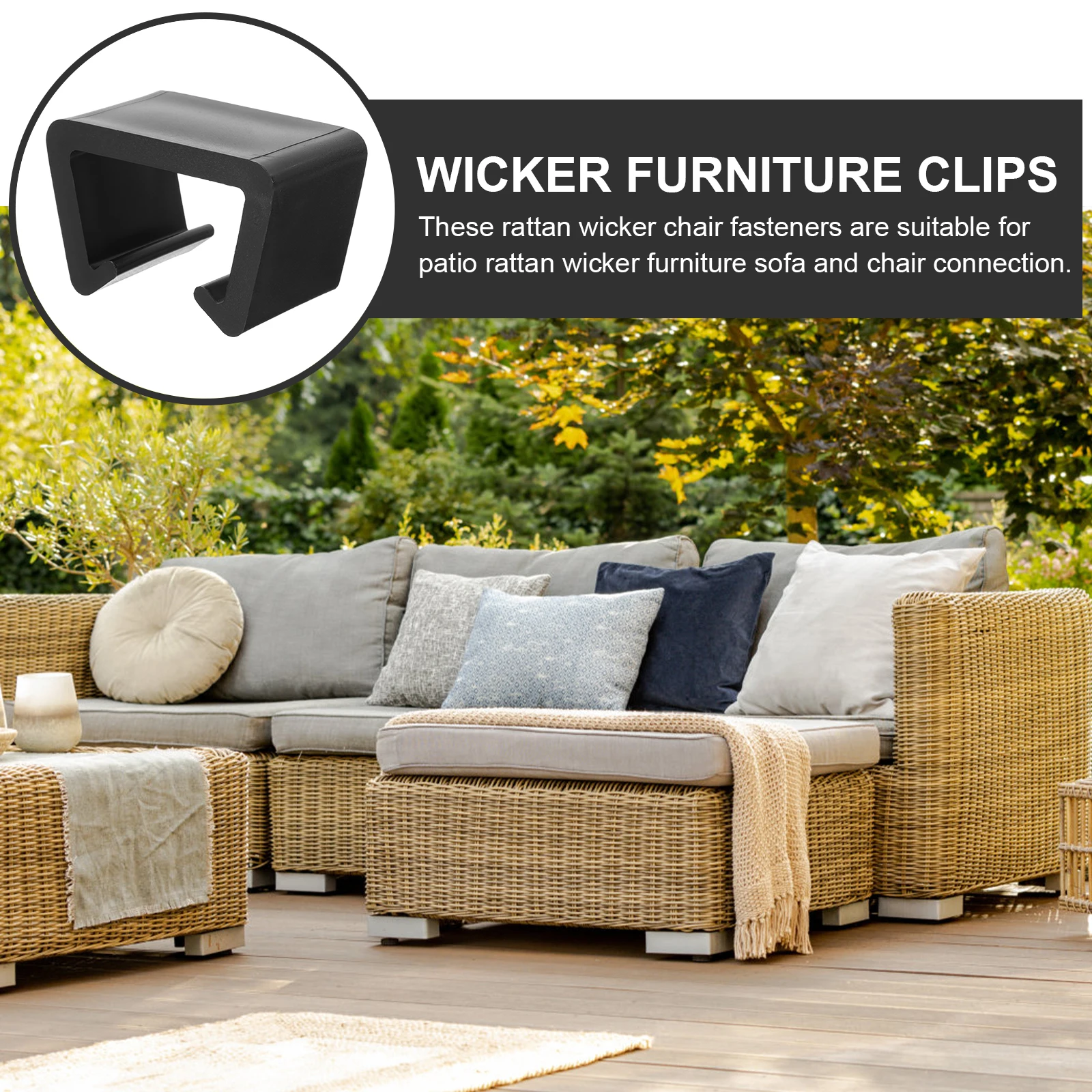 

12pcs Patio Sofa Clips Rattan Wicker Chair Fasteners Strong Sturdy Easy Install Outdoor Furniture Module Connectors PE PP