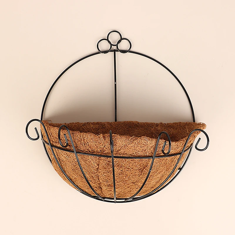 Flowerpot Iron Coco Coir Liner Hanging DIY Garden Hanging Planters Wall Baskets Half Round Plant Holder Case Home Decoration