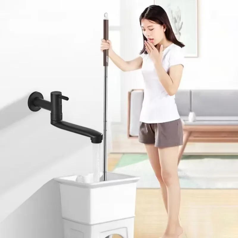 

Extra Long Kitchen Sink Faucet Wall Mounted Single Cold Bathroom Faucet 360° Out Door Garden Sink Tap 304 Stainless steel