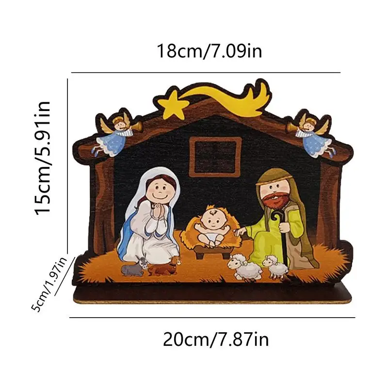 Wooden Nativity Set Indoor Wood Nativity Figures Decorations Exquisite Christmas Crafts Classic Nativity Scene Table Decor For