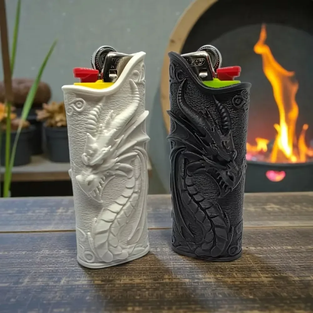 Fun 3D Dragon Shaped Lighter Case Compatible with Bic Standard Lighter Bar Smoking Accessories Fashion Pocket Decoration