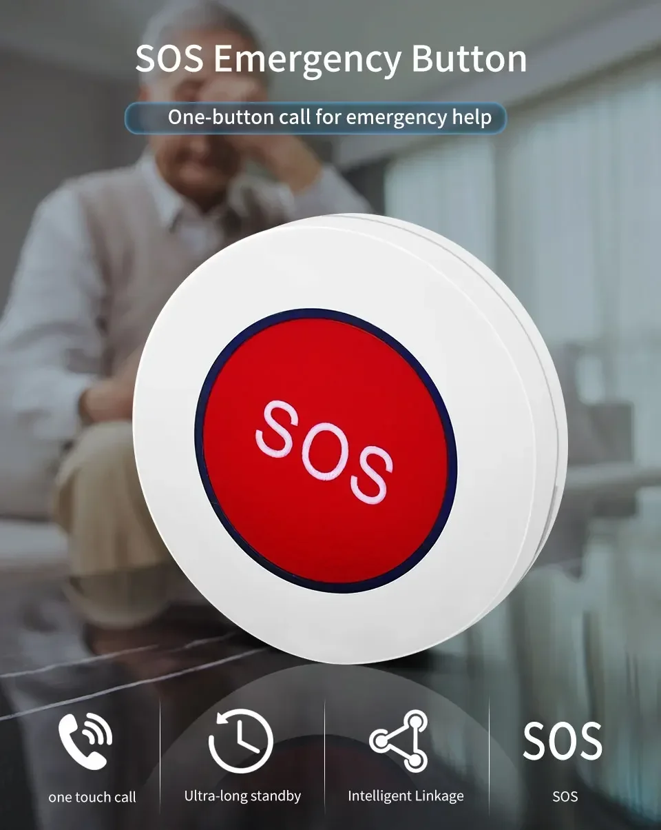 Tuya Wifi Smart SOS Emergency Button, SOS Panic Call Button Personal Alarm for Elderly Seniors Patient Disabled Handicapped Kids