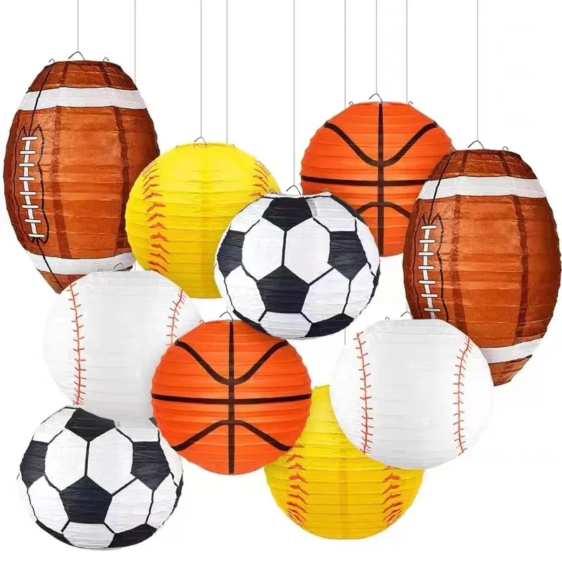 

30cm Basketball Football Rugby Paper Lantern 12inch Soccer DIY Handmade Folding Lantern Sports Boy Happy Birthday Party Decor
