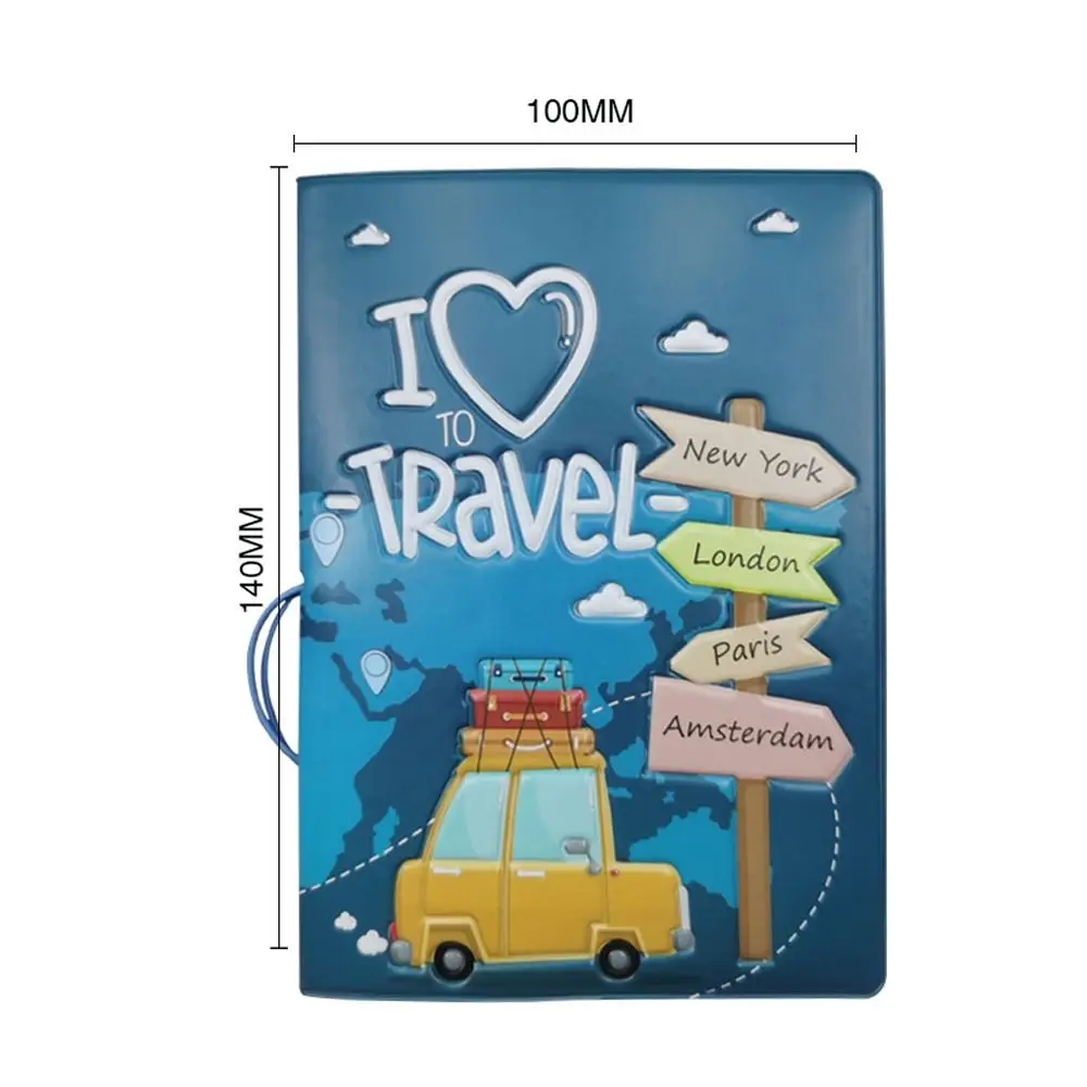 PU Leather Passport Cover Multifunctional Tour Around The World Map Thickened Passport Clip Document Organizer Women