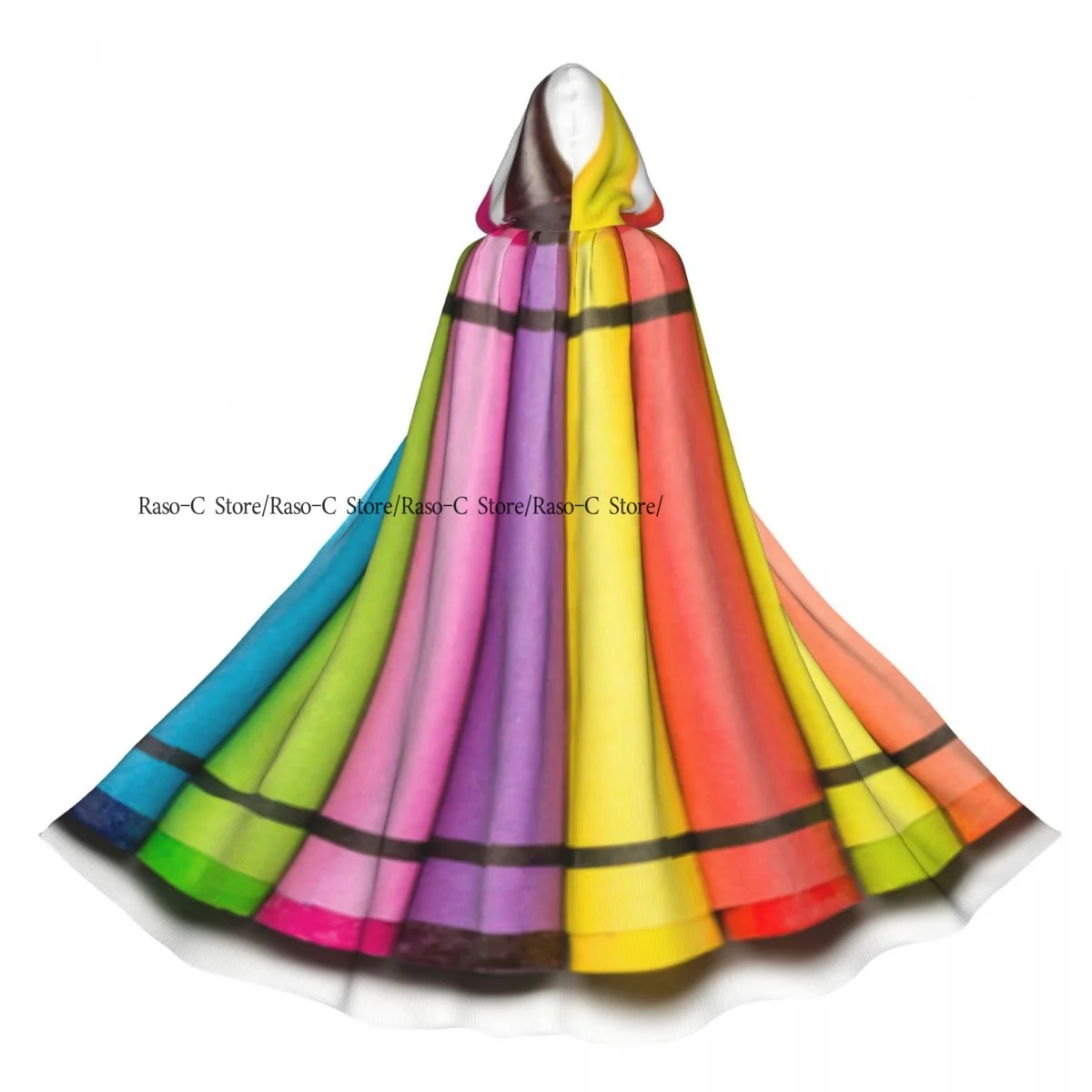 

Colorful Crayons Hooded Cloak Polyester Unisex Witch Cape Costume Accessory