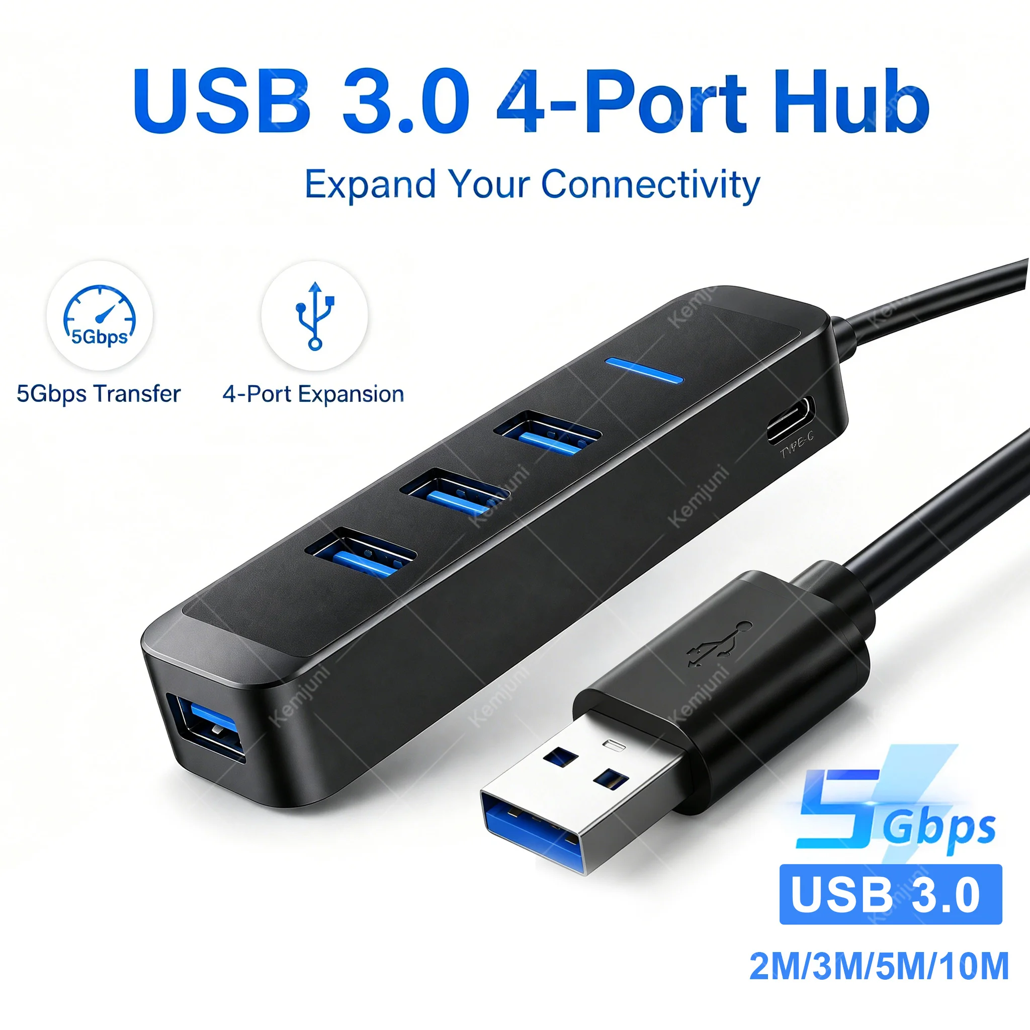 

3M 5M 10M USB 3.0 Extender High-speed 5GBPS Transmission 4-port HUB Docking Station Multi Port Hub External Power Supply Type-c
