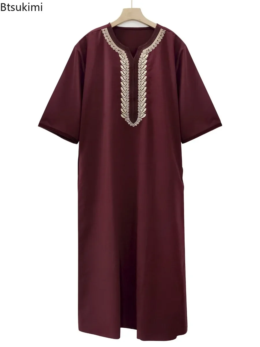 New Moroccan Arab Robe for Men Traditional Islamic Clothing Loose Casual Embroidered Muslim Fashion Abayas Middle East Long Robe