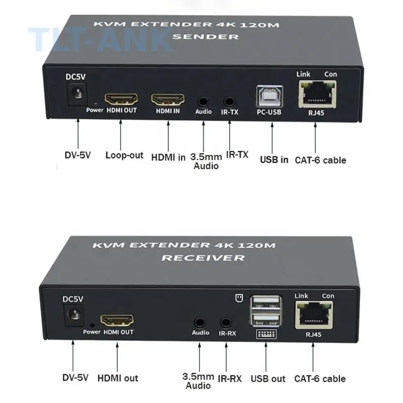 Full HD HDMI Extender 120M 4K 1080P HDMI Over Single Cat5e/6 RJ45 Lan KVM Extender with KVM USB IR Remote Control Loop Out 120M