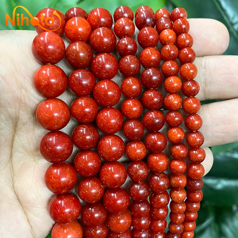 Smooth Natural Red Chalcedony Round Loose Beads 15\