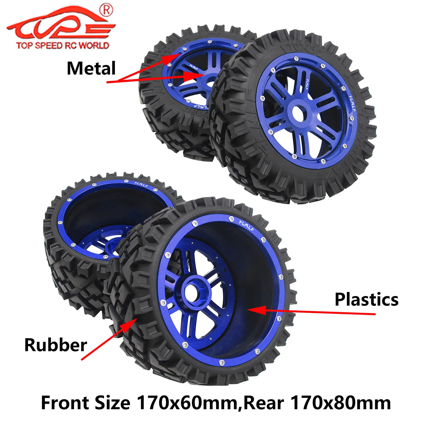 All Terrain Wheel Tire or Split Rear or Front Wheel Hub + Beadlock Ring Kit for 1/5 Rc Car Gas HPI ROFUN ROVAN KM BAJA 5B Parts