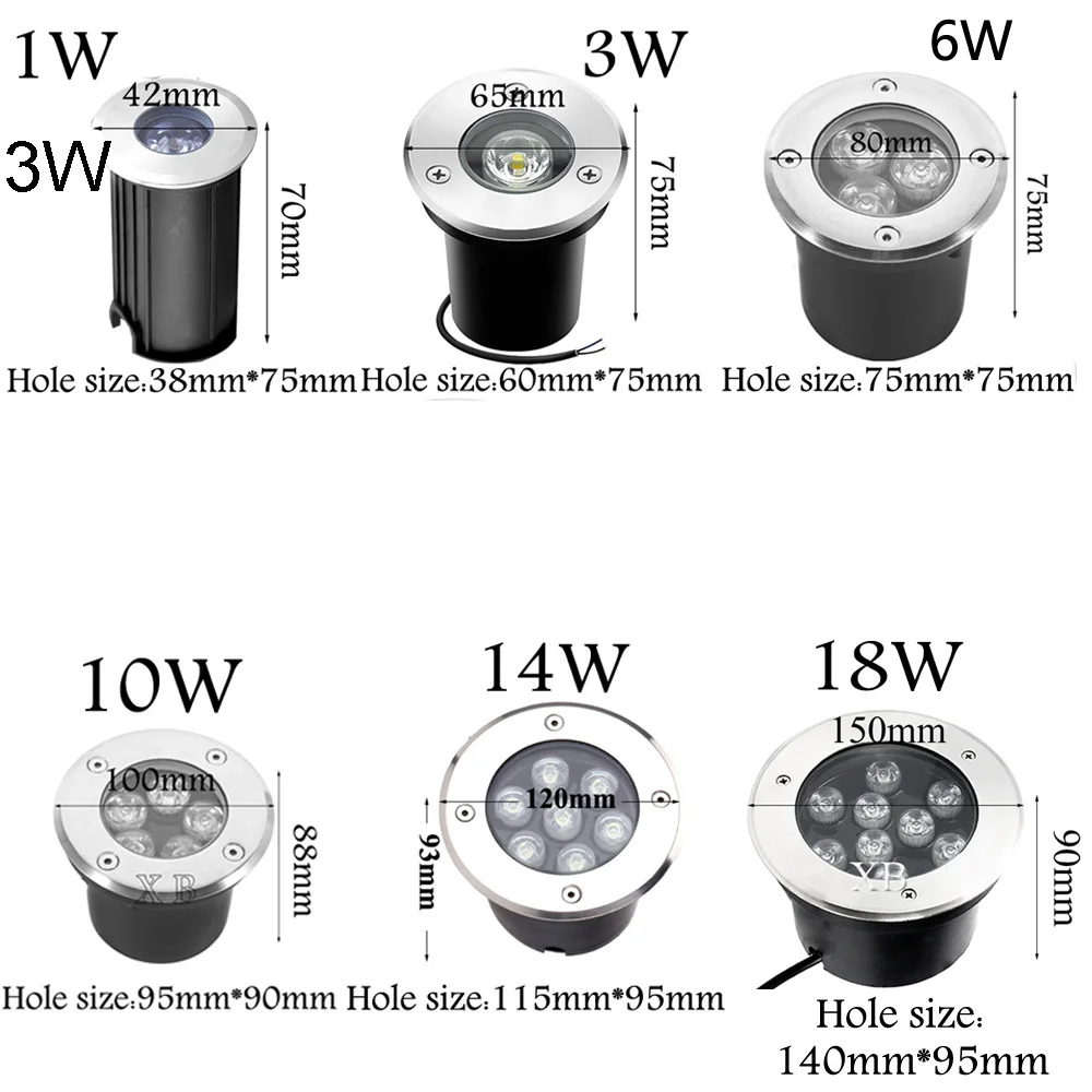 Waterproof Led Light Garden Underground 3W 6W 10W 14W 18W Outdoor Buried Garden Path Spot Recessed Inground Lighting 220V DC12V