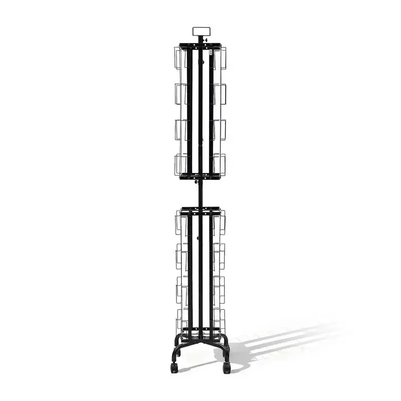 

Greeting Cards Display Rack, 32 Pockets Rotating Postcard Brochure Display Stand, 360° Spinning Card Display Rack with Sign Holder & 4 Wheels (2 Lockable) for Exhibitions Office Trade Show