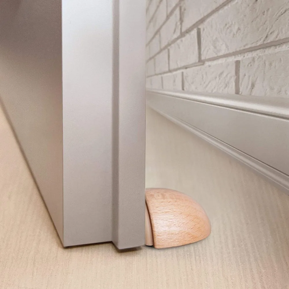 New Solid Wooden Door Stopper Reduce Noise Nail-free Door Blocking Device Anti Collision Wall Protectors Doorstop