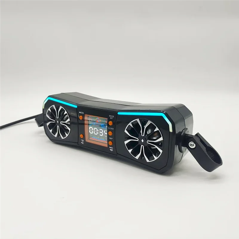 

Wireless Stereo Audio System Motorcycle Speakers 12V Handlebar Mount MP3 Player AUX-In USB FM Radio Player