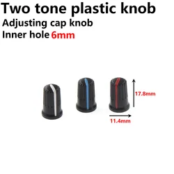 20pcs Potentiometer knob cap 11.4x17.8mm power amplifier audio panel adjustment cap knob two-color plastic knob