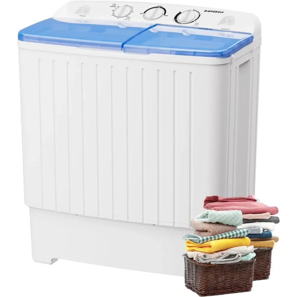 Portable Washing Machine, Mini Twin Tub Washer and Dryer Combo with 17.6 lbs Large Capacity, Portable Washer