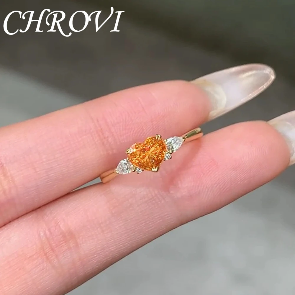 Luxuriöser 925 Sterling Silber Goldener Morganit-Orangefarbener Herzförmiger Ring - Herzförmiger Edelstein Fendra Steinring für Damen – Detail 8