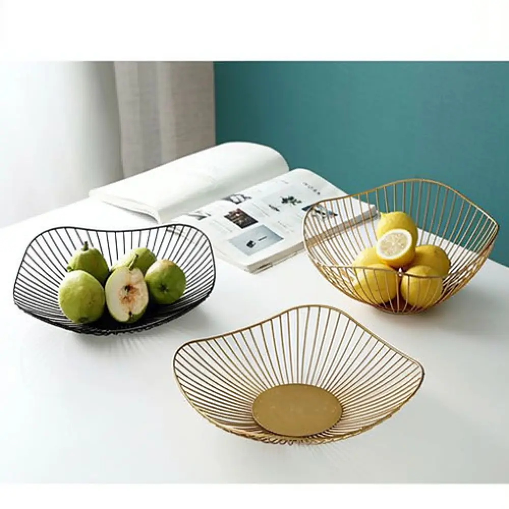 Nordic Decorative Iron Fruit Tray Lotus Leaf Design Metal Storage Bowl Stable Base For Living Room Table Dining Area