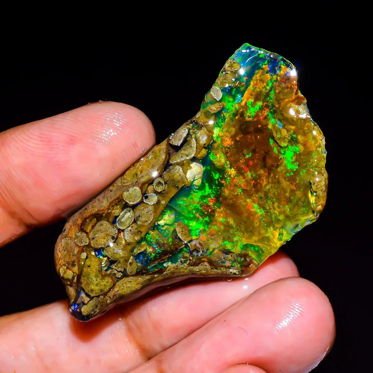 AAA+ 25-80CT Natural Ethiopian Welo Opal Rough Fire Opal Rainbow Flash Loose Gemstone Jewelry Making Randomly Selected One
