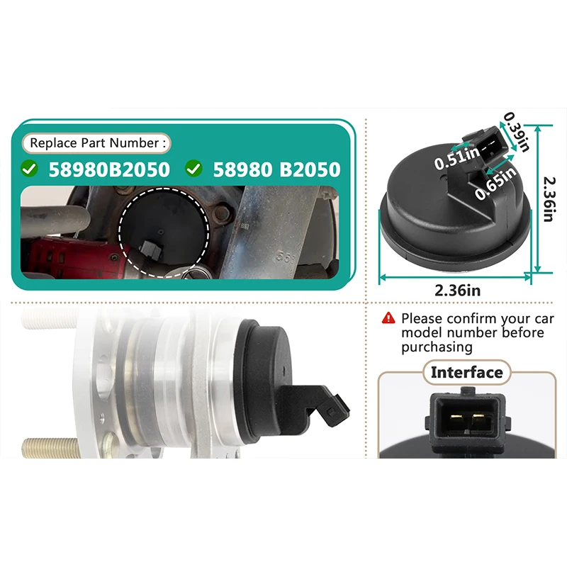 

1 шт. 58980-B2050 задний подшипник ступицы, датчик скорости ABS, совместимый с Kia Soul 2014-2019 и Soul EV 2015-2019, черный