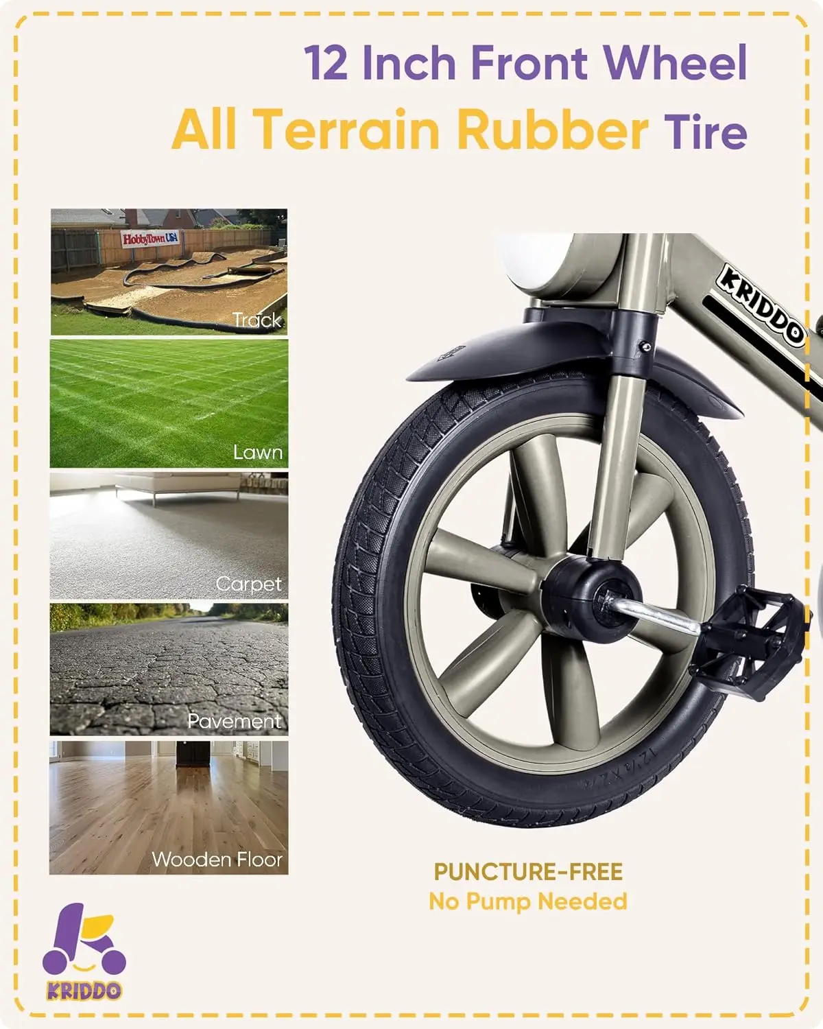 Kids Tricycles Age 2 Years to 5 Years, 12 Inch Puncture Free Rubber Wheel w Front Light, Kids Trike for 2.5 to 5 Year Old, Gift