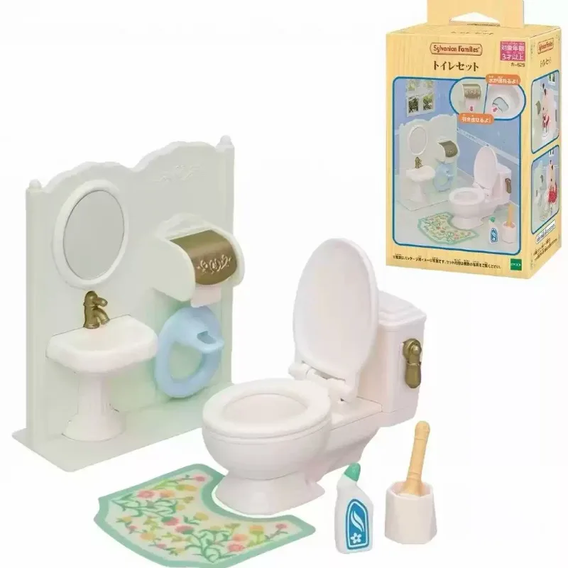 Original Sylvanian Families Toilet Set Baby Three-Layer Bed Dessert Party Dining Table And Chair Piano Furniture Dollhouse - view 3