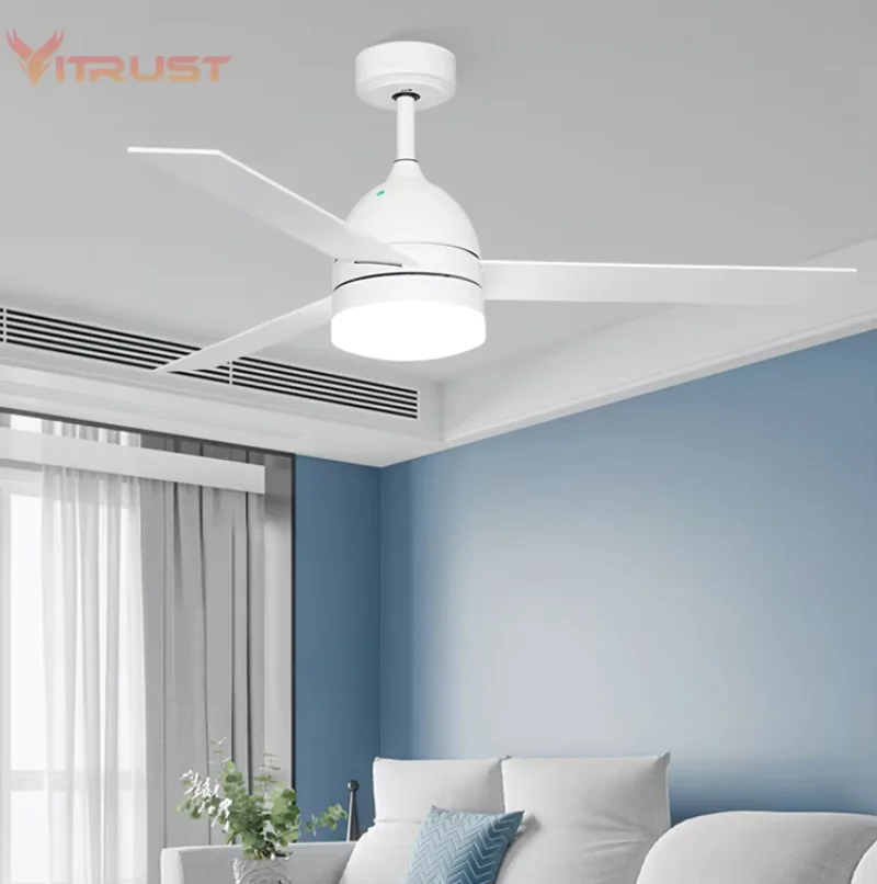 Simple Ceiling Fan Lamp for Bedroom Living Room Wooden Ceiling Fan with Light and Remote Control