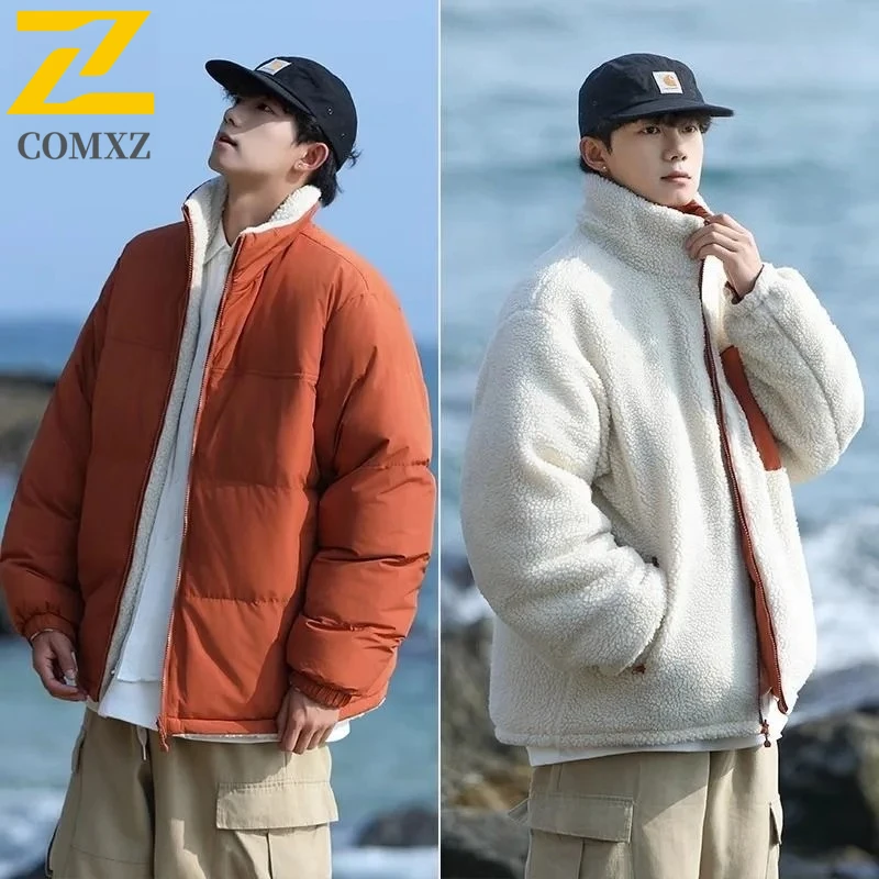 

Мужское пальто-паркер 2025, зимняя утолщенная флисовая подкладка, однотонная уличная одежда для катания на лыжах, модная теплая ветрозащитная куртка с хлопковой подкладкой