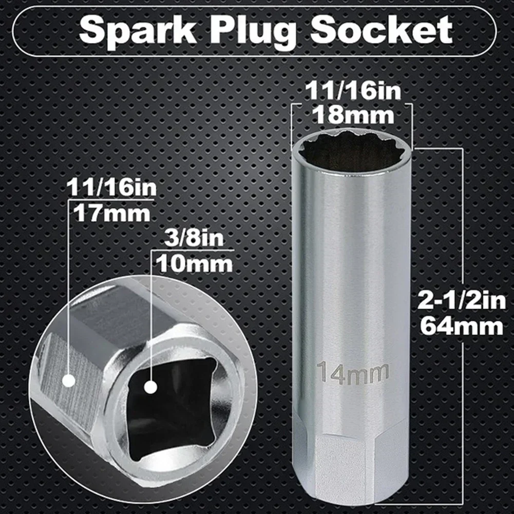 Wrench Spark Plug Socket 3/8 Inch 62mm Chrome Vanadium Steel Silver Sleeve Socket 12-point Tool 2021 New Cheap