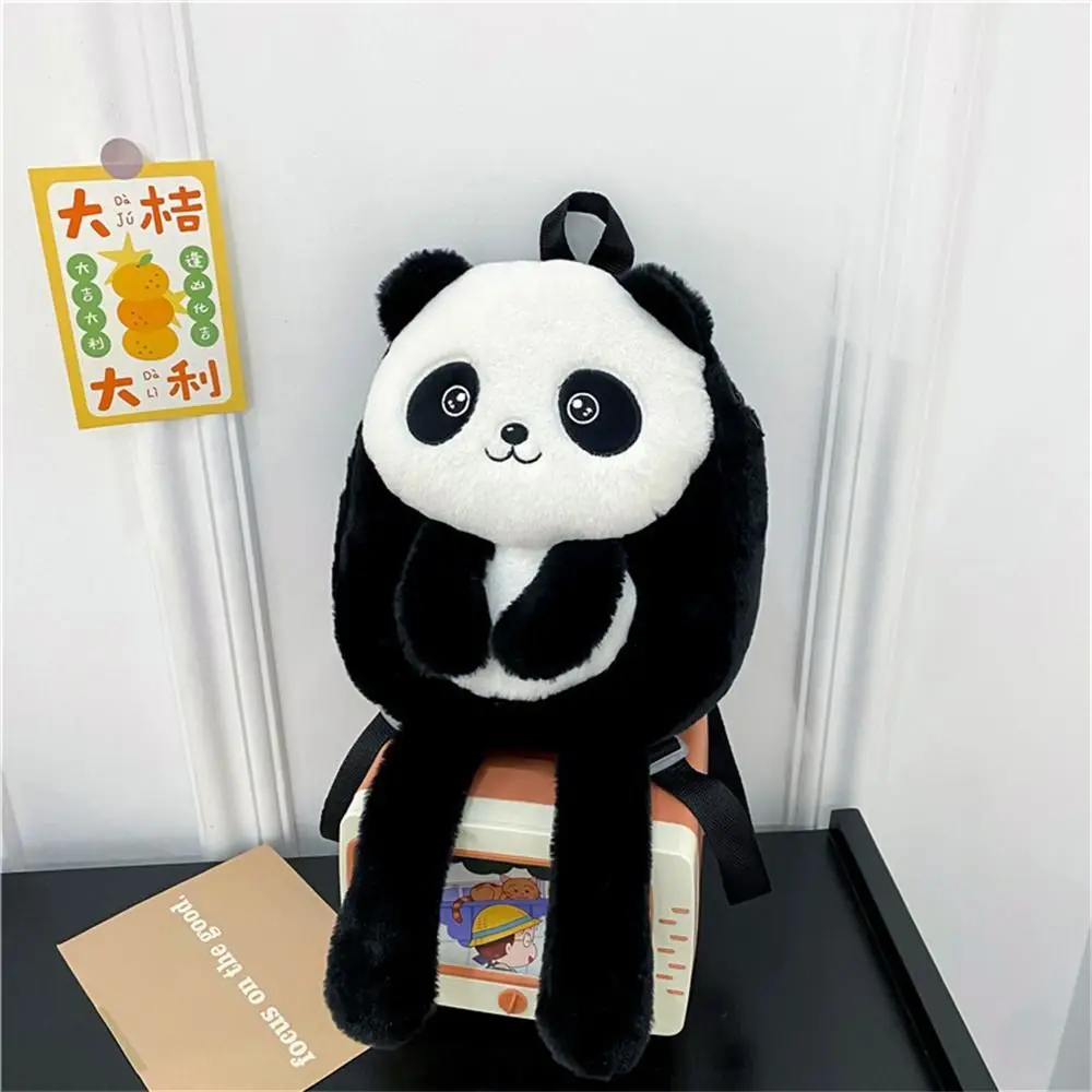 Animals Panda Plush Shoulder Bag Kindergarten Plush Toy Baby School Bag Cute Cartoon Coin Purse Plush Backpack Toddler