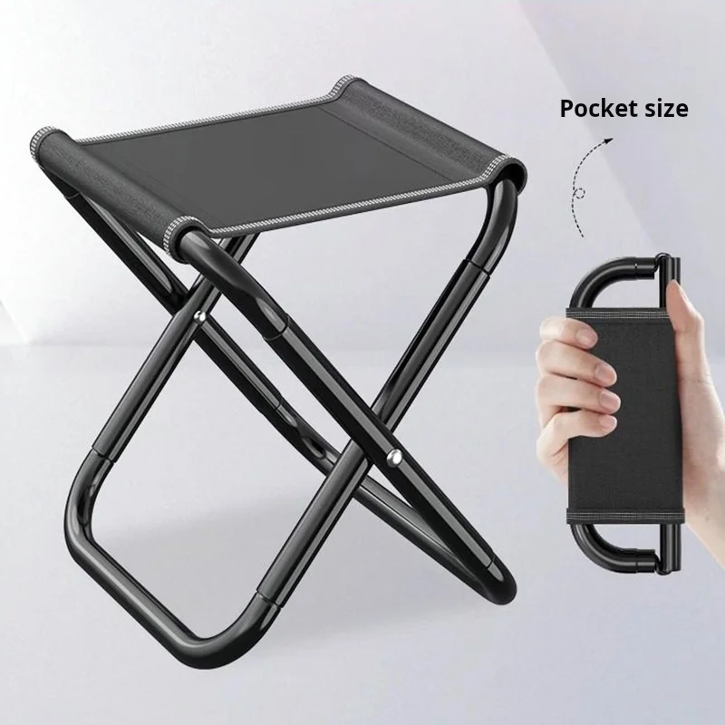 1PCS Outdoor Folding Stool Portable Fishing Chair Mini Small Stool Train Pony Tie Stool Camping Simple Folding Chair Hardware