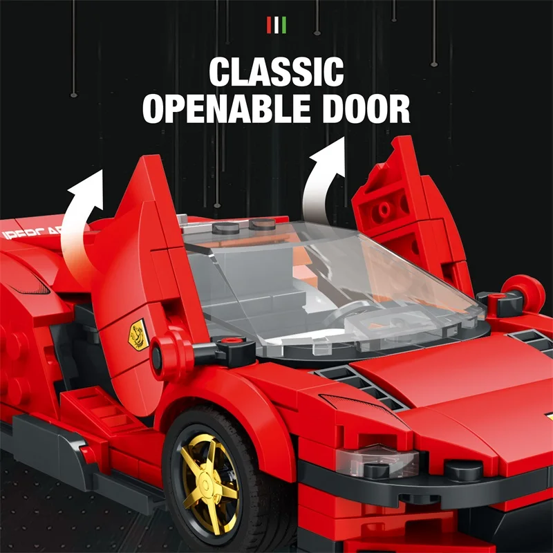 Auto sportiva Building Blocks Città Velocità Veicolo Modello di auto Ornamenti da tavolo Assemblaggio fai da te Mattoni Giocattoli Regali di festa per i bambini