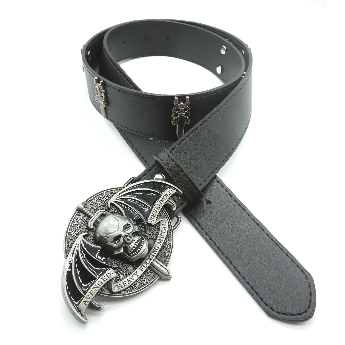New Designer Skull Wing Belts for Man American Retro Jeans Skirt Accessories Saint Sword Punk Rivet Fashion Y2k Belt view 2