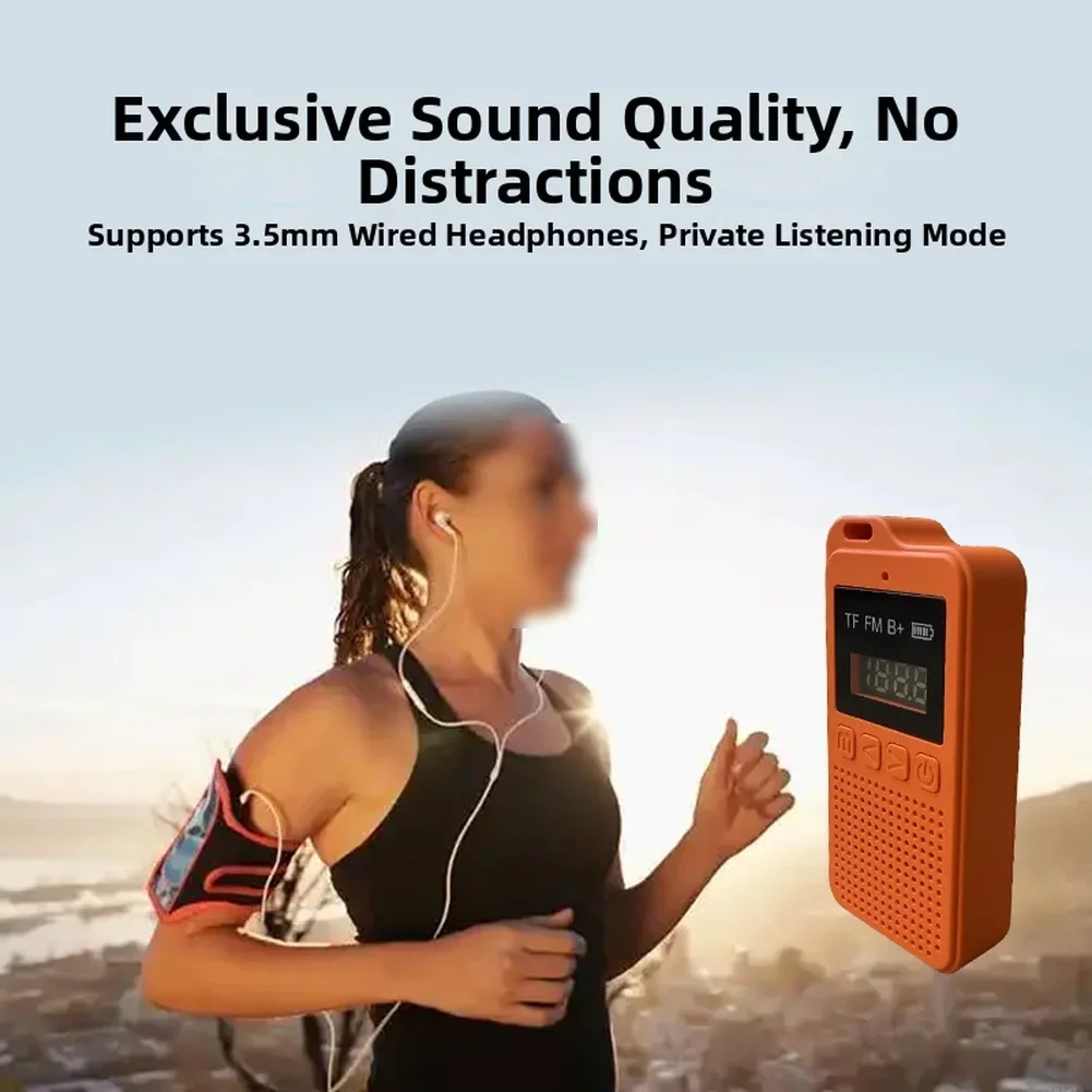 Radio portátil de bolsillo y reproductor de MP3 para tarjeta SD, altavoz de radio FM multifuncional, reproductor de audio para personas mayores, para viajes al aire libre