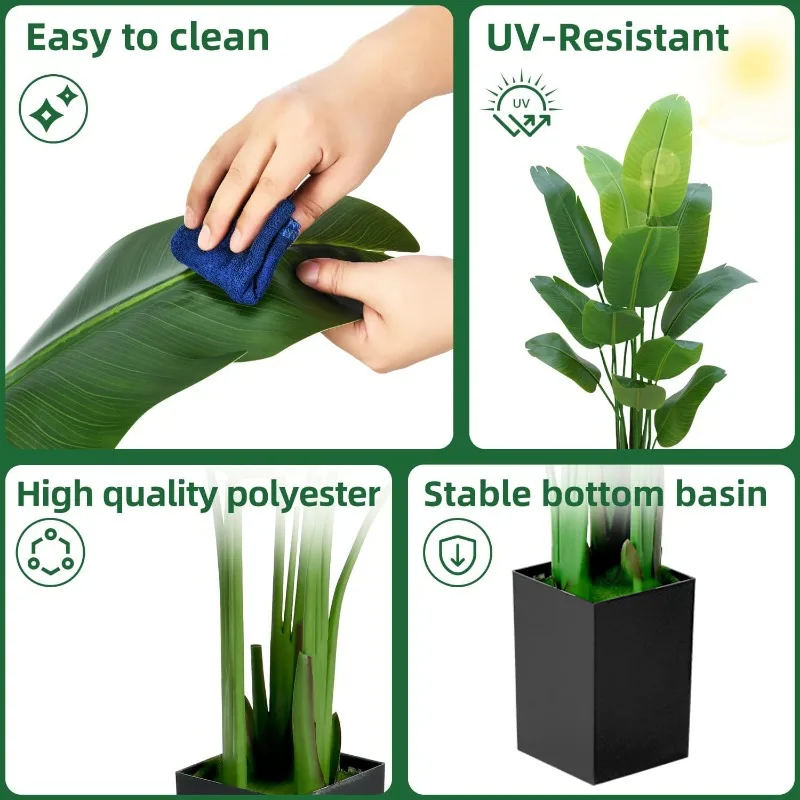 버드 오브 파라다이스 인공 식물, 4 피트, 인조 식물, 실내 높이, 트렁크 10 개, 완벽한 실내 실크 바닥 식물, 가정용