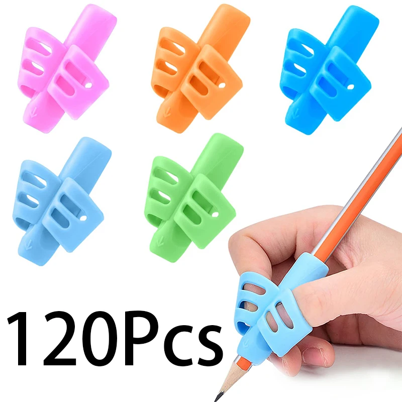 

120Pcs 2 Fingers Writing Pen Holder Silicone Pencil Holders for Children Kids Handwriting Wholesale